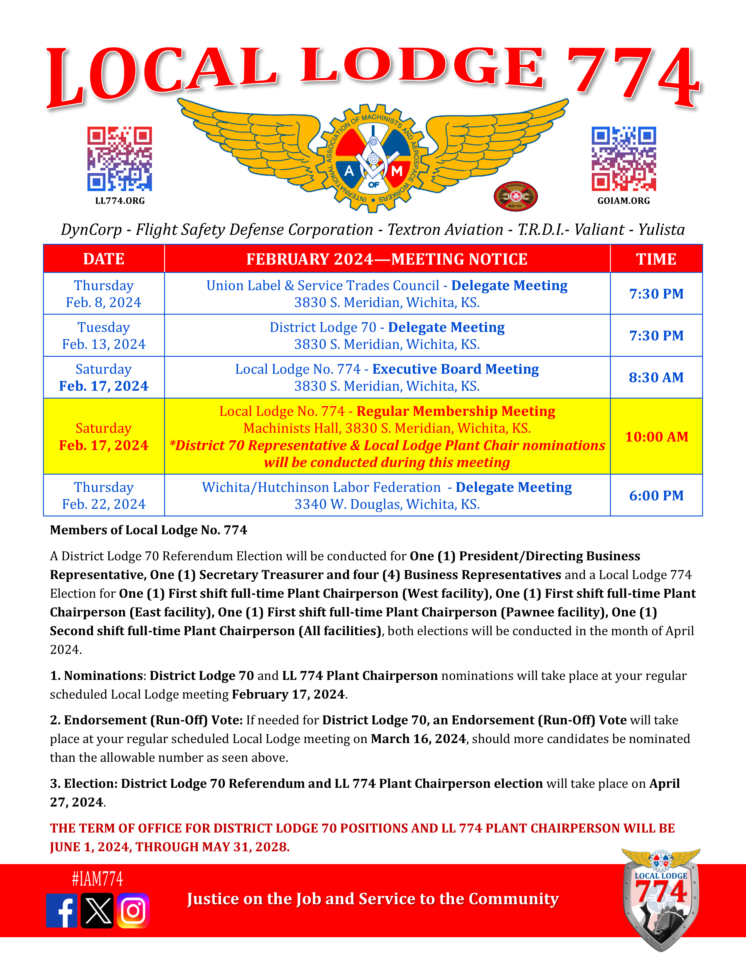 February 2024 Meeting Notice IAM Local Lodge 774